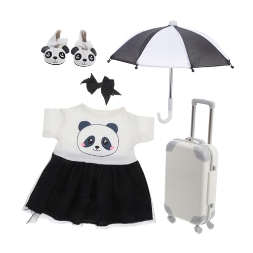 LALADEFIEE 1 Set Puppe Dressing Requisiten Trolley Gepäck Regenschirm Kleidungsstücke Für 18-Zoll-Puppe von LALADEFIEE