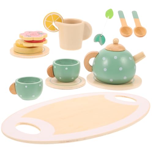 LALADEFIEE Tee Set Holzspielzeug Teeservice Für 1 Set Aus Holzspielzeug Für Rollenspiele Miniatur Tee Set Mit Tassen Und Ideales Für Ädchen Und Jungen Ab 3 Jahren Perfekt Für Spielküchen von LALADEFIEE