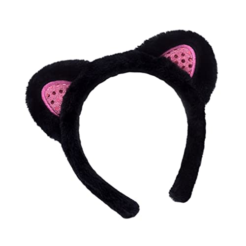 LALADEFIEE 1 Stück Katzenohren Haarband üsch Pailletten Haarschmuck Für Kinder Mädchen Jungen Glänzendes Katzenohren Stirnband Für Karneval Partys Und Kostüme Ideal Für Kostümpartys Und von LALADEFIEE