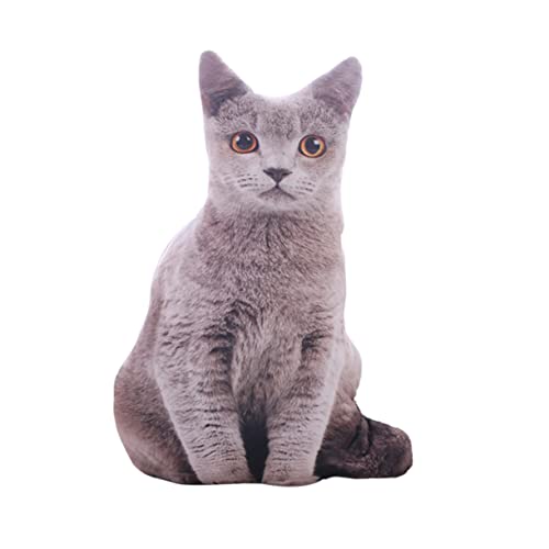 LALADEFIEE 1 Stück Simulierte Katze 3D Stereo Wurfkissen üschtier Kissen Stofftier Grau Weiches Katzen Wurfkissen Für Spiel Und Entspannung Ideal Für Katzenliebhaber Und von LALADEFIEE