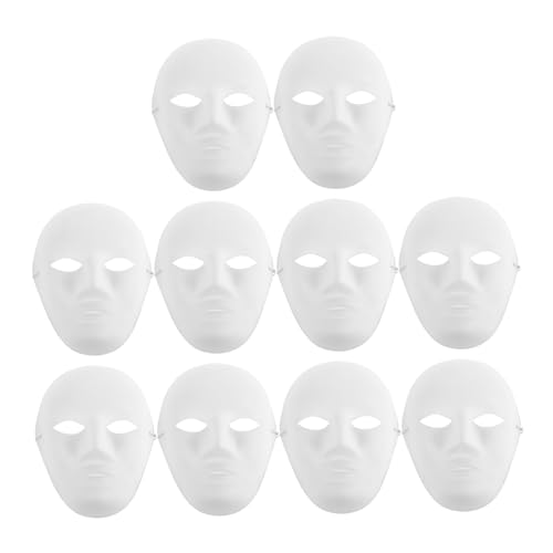 LALADEFIEE 10er Set DIY Halloween Masken Weiße Papiermaske Zum Bemalen Vollgesichtsmaske Für Kostüme Karneval Partys Und Cosplay Unisex Ideal Für Kreative Gestaltung von LALADEFIEE