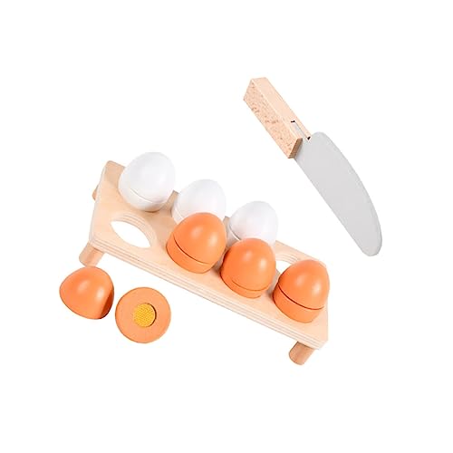 LALADEFIEE 10 Teiliges Holzspielzeug Set Für Küchen Mit Schneidelementen Simulierte Eier Und Enteneier Ideales Lernspielzeug Für Die Kinderküche Pädagogisches Rollenspielzeug Bunten von LALADEFIEE