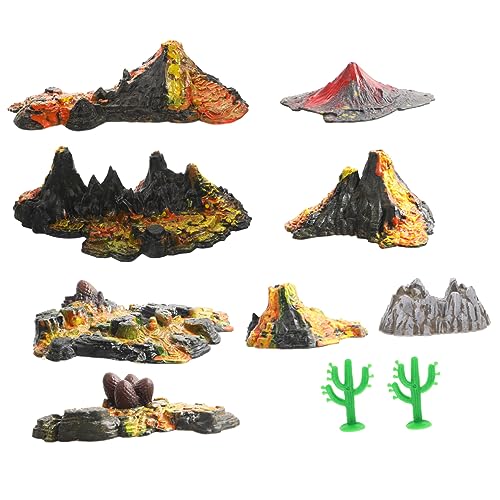 LALADEFIEE 10 Teiliges Simulations Vulkan Modell Mini Vulkan Spielzeug Miniatur Vulkan Figur Vulkan Tischdekoration Vulkan Lernspielzeug Vulkan Set Aquarium Vulkan Dekorationen PVC von LALADEFIEE