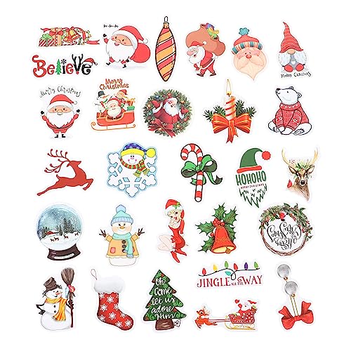 LALADEFIEE Abnehmbares PVC-Material 100 Stück Dekorative Weihnachtsaufkleber Schneemann Weihnachtsmann für Scrapbook- von LALADEFIEE