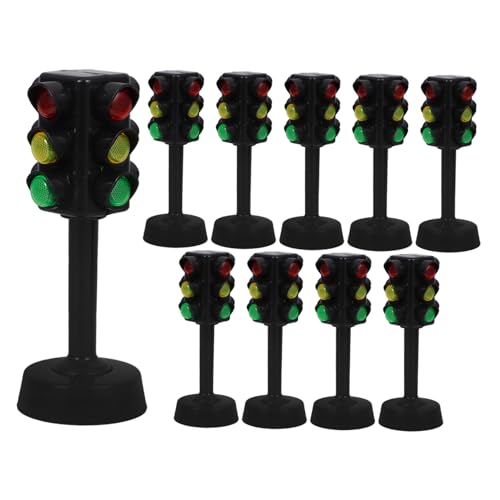 LALADEFIEE 10St Ampelmodell Spielset mit Straßenschildern Signallampe elc verkehrszeichen Spielzeug spielzeugampel Spielzeug für draußen deko Signallicht interessante Ampel Abs Black von LALADEFIEE