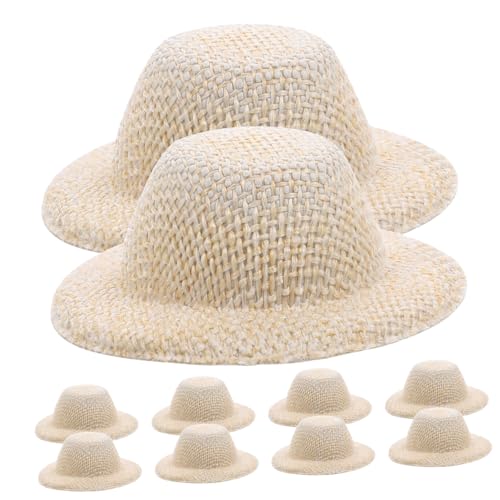 LALADEFIEE 10St Mini-Strohhut Kindermütze Hüte für Stofftiere dekorativer DIY-Hut Hut für kleine Puppe exquisites Hutdekor Miniatur-Mini-Hüte Puppenmütze selber Machen Kleiner Hut Flanell von LALADEFIEE