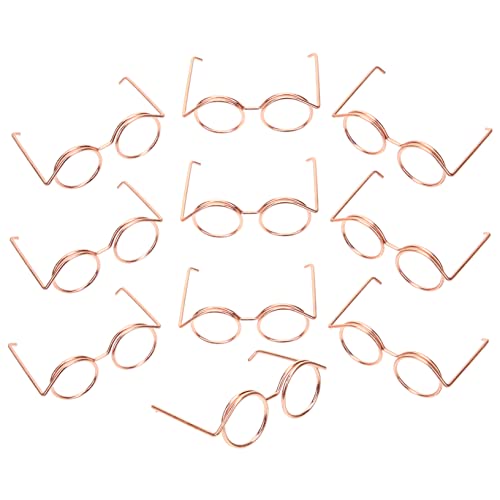 LALADEFIEE 10st Metallbrille Puppenzubehör Sonnenbrillen Accessoires Für Puppenkleidung Mini-Schalen Zum Basteln Lünetten Mini-puppenbrille Zum Basteln Puppenbrillen Selber Machen Rose Gold von LALADEFIEE