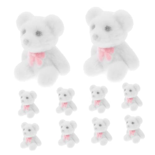 LALADEFIEE 10st Mini-bärpuppe Bärendekor Miniaturfiguren Tragen Beflockte Bärenfigur Mini-bärenfiguren Kleine Bärenstatuen Im Garten Bärengarten Miniatur Garten Miniatur Bärenfigur Weiß PVC von LALADEFIEE