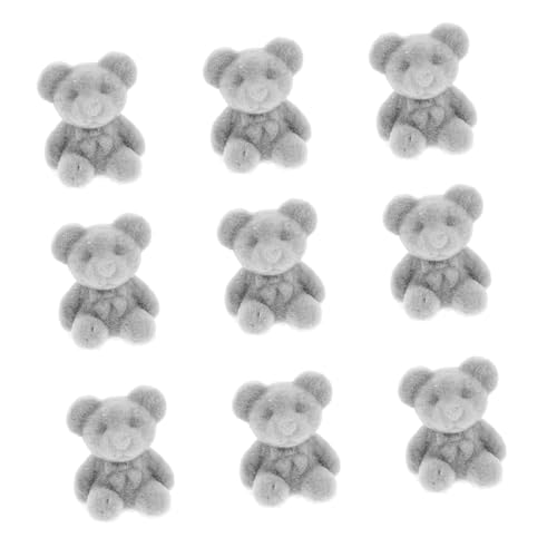 LALADEFIEE 10st Mini-bärpuppe Miniaturen Beflockter Bär Schmücken Kunsthandwerk Mit Beflockten Bären Bär Figur Mini-bärenfiguren Bärenfigur Zur Dekoration Bärengarten Miniatur PVC Grey von LALADEFIEE