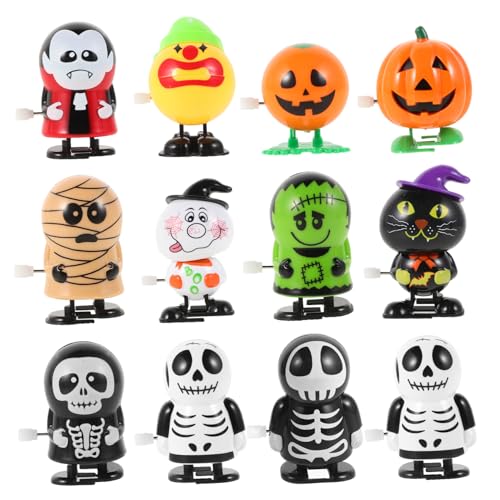 LALADEFIEE 12 Stück Halloween Uhrwerk Spielzeug Aufziehspielzeug Cartoon Design Für Kinder Spaßiges Spielzeug Für Halloween Feiern Und Kindergeburtstage von LALADEFIEE