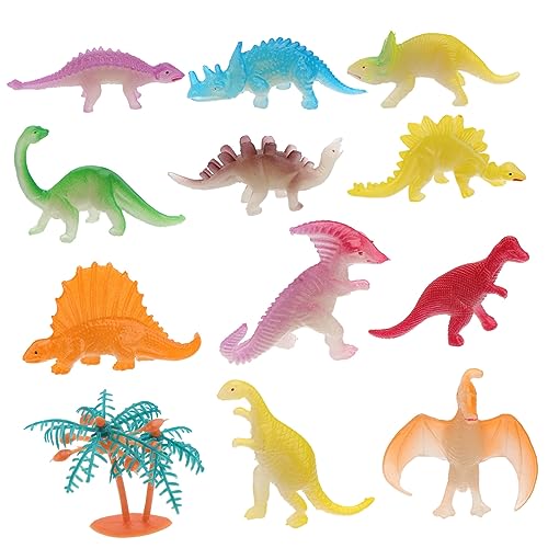 LALADEFIEE 12 Stück Leuchtende Dinosaurier Modellspielzeuge Realistische Dinosaurier Figuren Für Kinder Lustiges Spielzeug Für Planschbecken Und Indoor Spielaktivitäten von LALADEFIEE