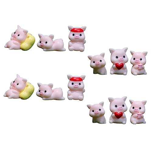 LALADEFIEE 12St Mikrolandschaftsornament süße Schweinefigur Mini-Spielzeug Autodekoration Cute Decor miniaturfiguren bastelset Desktop-Schweinchen-Dekoration Mini-Schweinchen-Modell Harz Rosa von LALADEFIEE