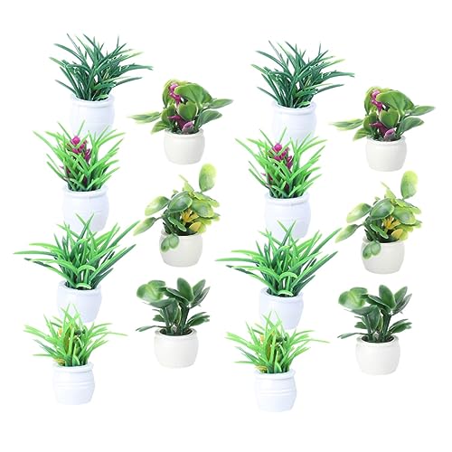 LALADEFIEE Pflanzen Potted Pflanzen Künstliche Bonsai Pflanzen Für Puppenhaus Dekoration 3 Große Blumen Töpfen Für Innenräume Bastelmaterialien Pflanzen Deko von LALADEFIEE