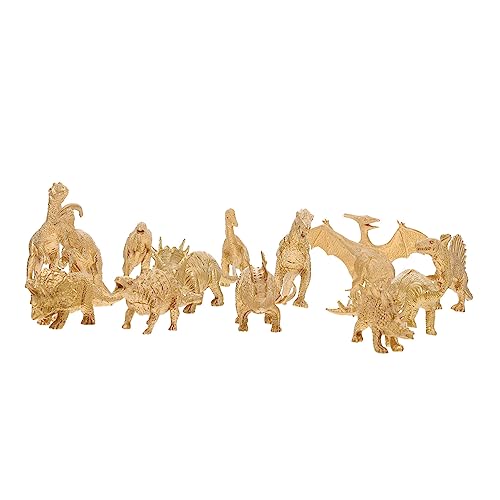 LALADEFIEE 14st Goldenes Dinosauriermodell Lebendiges Dinosaurierhandwerk Dekorationen Für Zu Hause -Dinosaurier-Spielzeug Cupcake-Ornamente Dinosaurier-Statue Minifiguren Zoa Plastik von LALADEFIEE