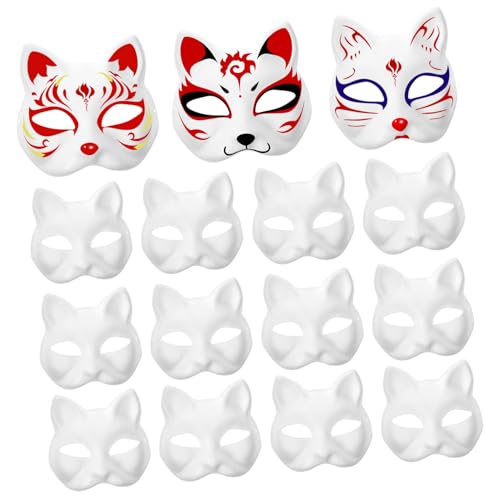 LALADEFIEE DIY Pappmaché Masken Zum Anmalen Für Karneval Fasching Und Maskenball Umweltfreundliche Blanko Katzenmasken Als Kreative Verkleidungsaccessoires von LALADEFIEE