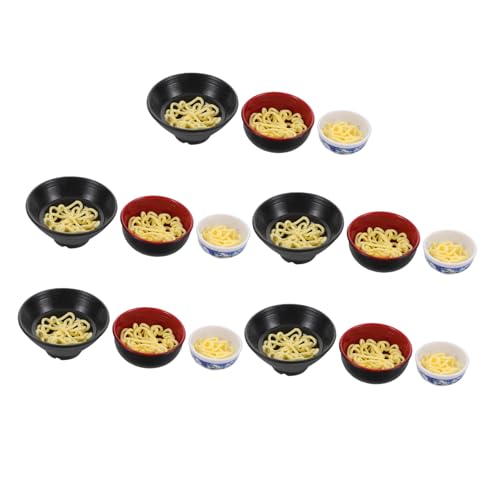 LALADEFIEE 15Pcs Miniatur Food Dollhouse Realistische Nudelschale Künstliche Nudelschale Requisiten Ramen Schüssel Set Miniatur Künstliche Nudeln Lebensmittelmodell von LALADEFIEE