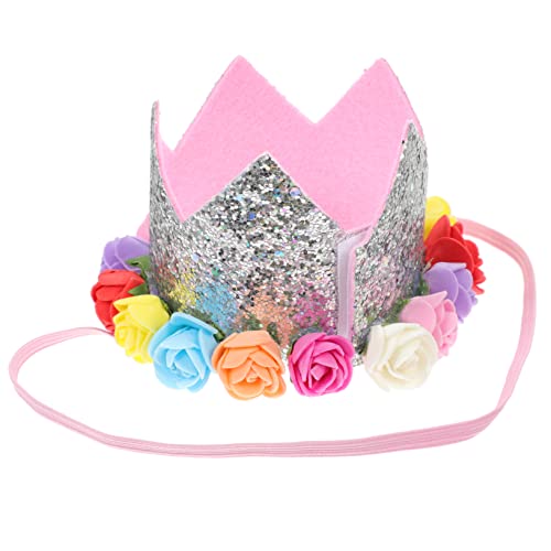 LALADEFIEE 1stk Hut Aus Künstlichen Blumen Kinder Geburt Babymützen Glitzernde -geburtstags-kopfbedeckung Hauben Für Kinder Glitzerbaby Zuerst Stirnbänder Für Kinder Party Goldpudertuch von LALADEFIEE