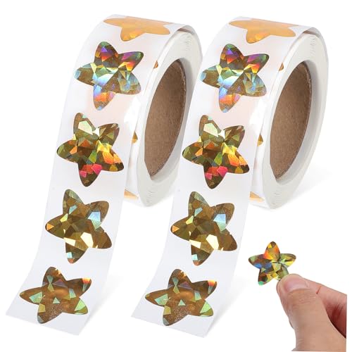 LALADEFIEE 2 Rollen Belohnungsaufkleber Reflektierende Aufkleber Sternaufkleber selber Machen Dekor belohnungssticker Kinder scheckheft Sterne-Aufkleber Pentagramm-Aufkleber PVC selbstklebend von LALADEFIEE