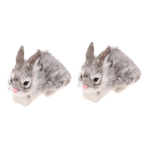 LALADEFIEE 2 STK Simulations-Kaninchenspielzeug Animal Toys Tier Spielzeug Bunny Plush Tierspielzeug Mini-Spielzeug ausgestopfter Hase lebensechtes Kaninchen Simulation Plüschkaninchen Grey von LALADEFIEE