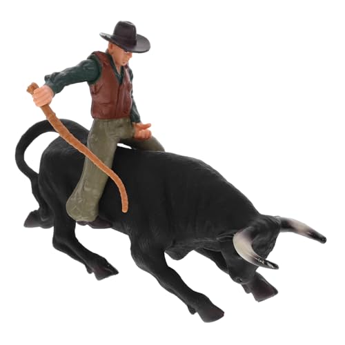 LALADEFIEE 2 Sätze Western-Cowboy-stier Bullrider-Spielzeug Für Jungen Bucking Bulls Figur Mini-stierkampfmodell Mini-Matador-Spielzeug Kinderspielzeug Stierkampf-Ornament Stier-skulptur PVC von LALADEFIEE