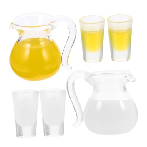 LALADEFIEE 2 Sets Miniatur Saftglaskrug Heimdekoration Hausdekoration Für Zuhause Puppenhaus Wasserkrug Wasserkocher Mini Saft Foto Requisite Milchbecher Miniatur Saftmodelle Mini von LALADEFIEE