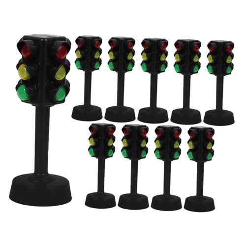 LALADEFIEE 20 STK Ampelmodell Spielzeugampel Für Kinder Lampenspielzeug Verkehrszeichenlichtspielzeug Spielzeugstopp Signale Spielset Mit Straßenschildern Signallampe Lichter Black Abs von LALADEFIEE