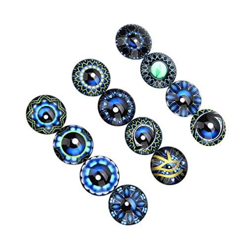 LALADEFIEE 20 Stück DIY Schmuck Material Scrapbooking Eye Time Eye Mosaik Fliesen Edelsteine ​​Glas Aufkleber Patches Rund Glas Cabochon Blau von LALADEFIEE