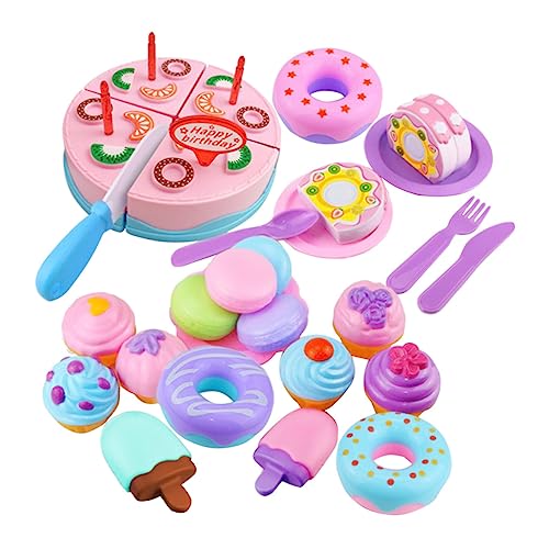 LALADEFIEE 23 Teiliges Küchen Spielset Für Kinder Obst Kuchen Und Lebensmittel Zum Schneiden Pädagogisches Spielzeug Für Kleinkinder DIY Kochspielzeug Für Jungen Und ädchen von LALADEFIEE