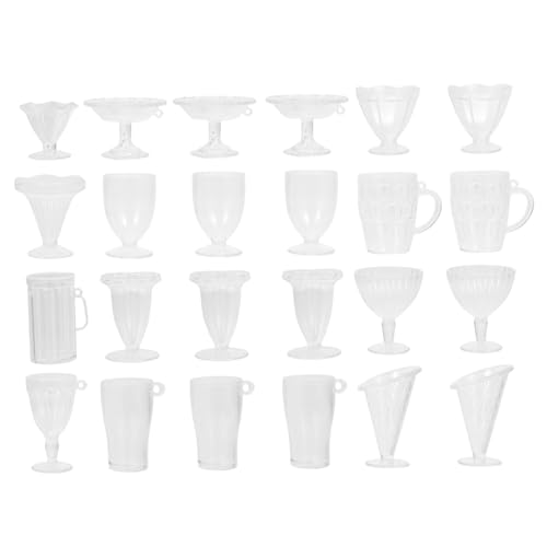 LALADEFIEE 24St Puppenhaus-Kristallbecher Puppenhaus Dekoration Eisbecher Modell Eiscreme Becher Modell simulierte kleine Tasse Miniaturdekoration dekorative Tassenmodelle Cup-Modelle Plastik von LALADEFIEE