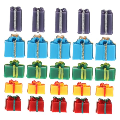 LALADEFIEE 25er Boxen Türmodell Lichterketten Mini-Ornament Miniatur-weihnachtsschmuck Mini-zubehör Weihnachtsmann-Puppe Weihnachtsdekorationen Partydekorationen Weihnachtskugeln Harz von LALADEFIEE