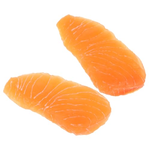 LALADEFIEE 2St Imitation Lachsfilet künstlicher Fisch Lachsmodell-Ornament künstliches Sushi Haushalt heim Dekor House Decoration Simuliertes Lachsmodell Hausbedarf Lachs-Modell PVC Orange von LALADEFIEE