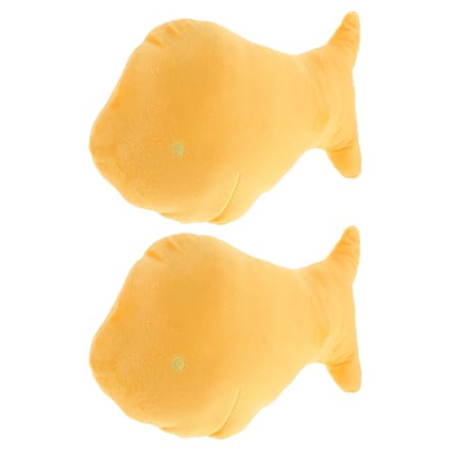 LALADEFIEE 2St Kleines gelbes Croaker-Puppenkissen Plüschfisch Kissen Gelber Fisch Plüschtier Verspieltes Kissen Dekokissen Fisch ästhetische Wurfkissen lustige Stofftiere PP Baumwolle Yellow von LALADEFIEE