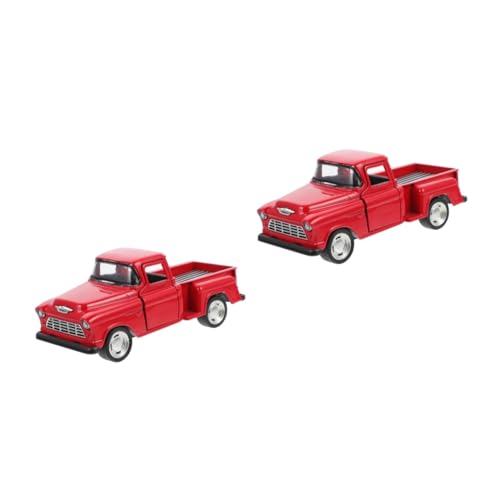 LALADEFIEE 2St Pickup-Truck-Modell altmodischer LKW Miniaturautos Weihnachts-Pickup Bauernhof-LKW klein Kinder bastelset basteln für Kinder buggys LKW-Modell Geländewagen-Modell Legierung rot von LALADEFIEE