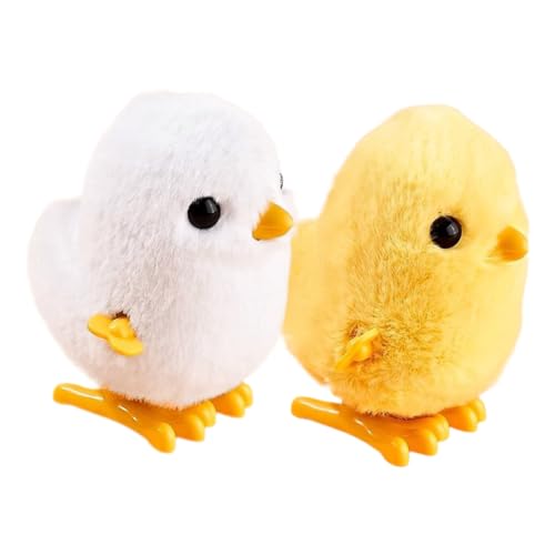 LALADEFIEE 2St Plüsch Küken interaktives Wind-up Wind-Up Huhn und Ente Wind-Up Simulation Aufziehspielzeug Laufendes Tierspielzeug Flanell von LALADEFIEE