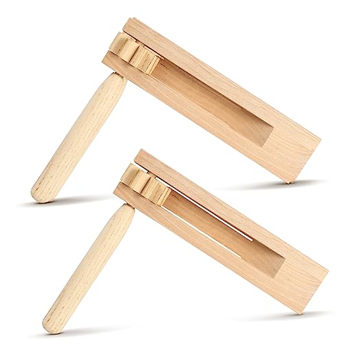 LALADEFIEE 2St Resonanzboden Lernspielzeug für Babys Handklatscher Musikspielzeug für Babys Pfeife pfeift Holz ratsche kinderinstrumente Matraca-Spielzeug Kindermusikinstrument hölzern Beige von LALADEFIEE