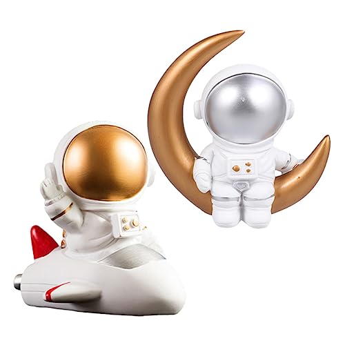 LALADEFIEE 2st Astronauten-ornamente Astronautenstatue Hochzeitstortendekorationen Kuchenparty-ornamente Astronauten- Süßes Astronautenmodell Heimdekoration Desserttischverzierungen Harz von LALADEFIEE