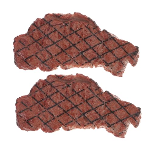 LALADEFIEE 2st Food-Modell Spielzeugsteak Simulierte Steakdekoration Essensrequisiten Zum Ausstellen Falsche Steaks Steak-Display-Foto-Requisite Künstliches Rindfleisch Plastik Brown von LALADEFIEE