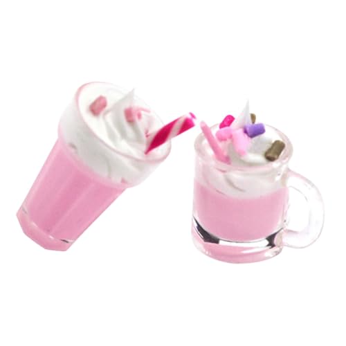 LALADEFIEE 2st Mini-erdbeermilchshake Puppenhaus-Accessoire Kleines Eismodell Simuliertes Mini-EIS Mini-eisdekor Puppenhauszubehör Eiscreme-Modell-dekor Mini- -dekor Mini-Essen Harz von LALADEFIEE