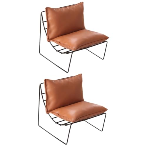 LALADEFIEE 2st Sessel Aus Eisen Wohnzimmermöbel Mini-hausdekoration 1: 12 Miniaturmöbel Puppenmöbel Mini-Sofa Spielzeuge Miniatur-hausmöbel Esszimmerstuhl Kindergarten Light Brown Legierung von LALADEFIEE