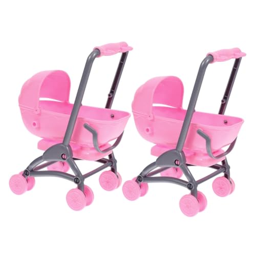 LALADEFIEE 2st Spielzeugkinderwagen Für Kinder Puppenwagen Modell Mini-puppenwagen Puppenhochstuhl Kinder Spielen Kinderwagenspielzeug Einkaufswagen-Spielzeug Babypuppenbett Abs Rosa von LALADEFIEE