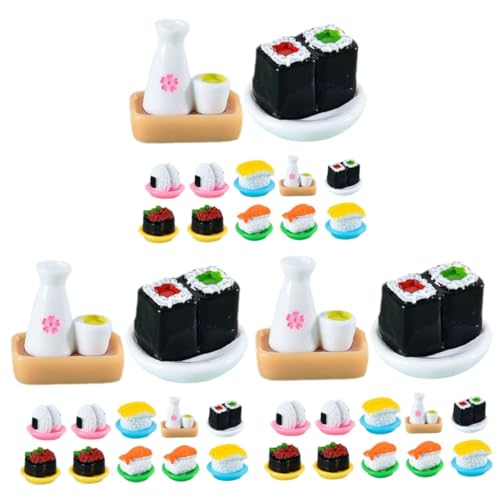 LALADEFIEE 36 Stück Simulierte Japanische Sushi Desktop Ornamente Miniatur Sushi Modell Kleines Display Sushi Modell Desktop Aufbewahrung Lebensmittel Display Sushi Modell Modelle von LALADEFIEE