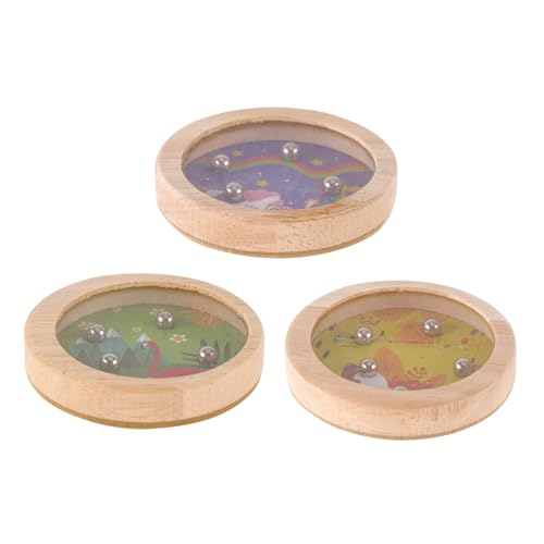 LALADEFIEE 3St Palm-Balance-Spiel Labyrinth-Spiel Magnettafel magnetische Labyrinthtafel magnetisches Farblabyrinth Koordinationsspielzeug lustiges pädagogisches Spielzeug Holzspielzeug Stahl von LALADEFIEE