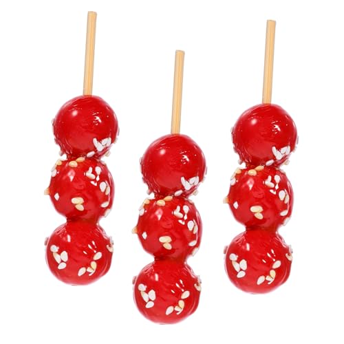 LALADEFIEE 3st Kandiertes Haws-Modell Lebensechter Eiszucker Künstliche Kandierte Haws Miniatur-kürbisspieße Peking-Snacks-Spielzeug Dessert-Spielzeug Winzige Kandierte Kerne PVC Rot von LALADEFIEE