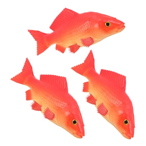 LALADEFIEE 3st Künstlicher Fisch Simulationsfisch Simulierter Fisch Angelspielzeug Für Kinder Seefisch-Spielzeug Fisch-Requisite Künstliche Meeresfische Realistisches Fischspielzeug Pu Rot von LALADEFIEE