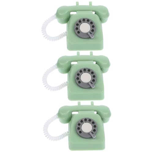 LALADEFIEE 3st Puppenhaus-Vintage-Telefon Mini-telefonmodell Vintage Telefon Dekor Dekorationszubehör Für Puppenhäuser Telefon Figur Mini-hausverzierung Puppenhaus-Telefon Fee Light Green von LALADEFIEE