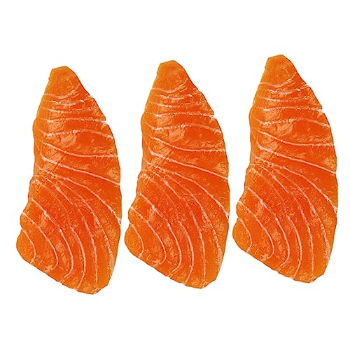 LALADEFIEE 3st Simulation Lachs Künstliche Lebensmittel-Requisiten Künstliches Fleischmodell Simuliertes Lachsmodell Lachs Requisiten Fischfleisch Modelle Lebensmittelmodelle PVC Orange von LALADEFIEE