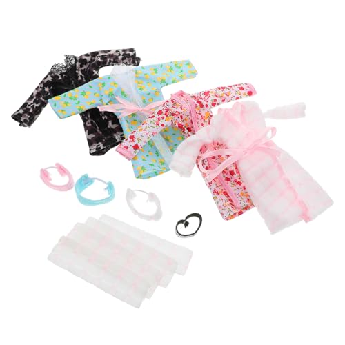 LALADEFIEE Entzückende Puppe Bademantel Pyjama Set Nachtwäsche Handtuch Stirnband Dress up Kit von LALADEFIEE