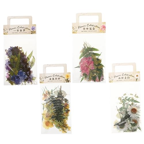 LALADEFIEE 4 Sets Haustier Aufkleber Set Botanische Aufkleber Pflanzen Blumen Blätter Aufkleber Verpackungsaufkleber Haustier Aufkleber Farbaufkleber Retro Dekor Sammelalbum von LALADEFIEE