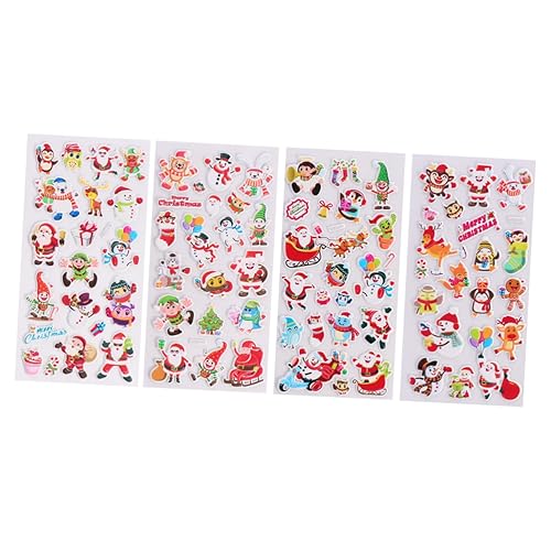 LALADEFIEE Scrapbook Helper 4er Pack 3D Aufkleber Weihnachtsmann Schneemann Bastelspaß für Jungen und Mädchen von LALADEFIEE