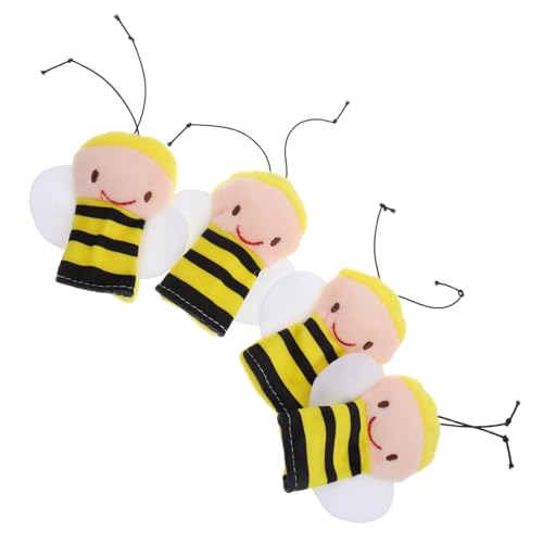 LALADEFIEE 4 Stück Bienen-fingerpuppenspielzeug Cartoon-fingerpuppen Tierische Fingerpuppe Weiches Stoffpuppen-geschichtenspielzeug Fingerpuppen Ausgestopft Fingerpuppen in Tierform Plüsch von LALADEFIEE